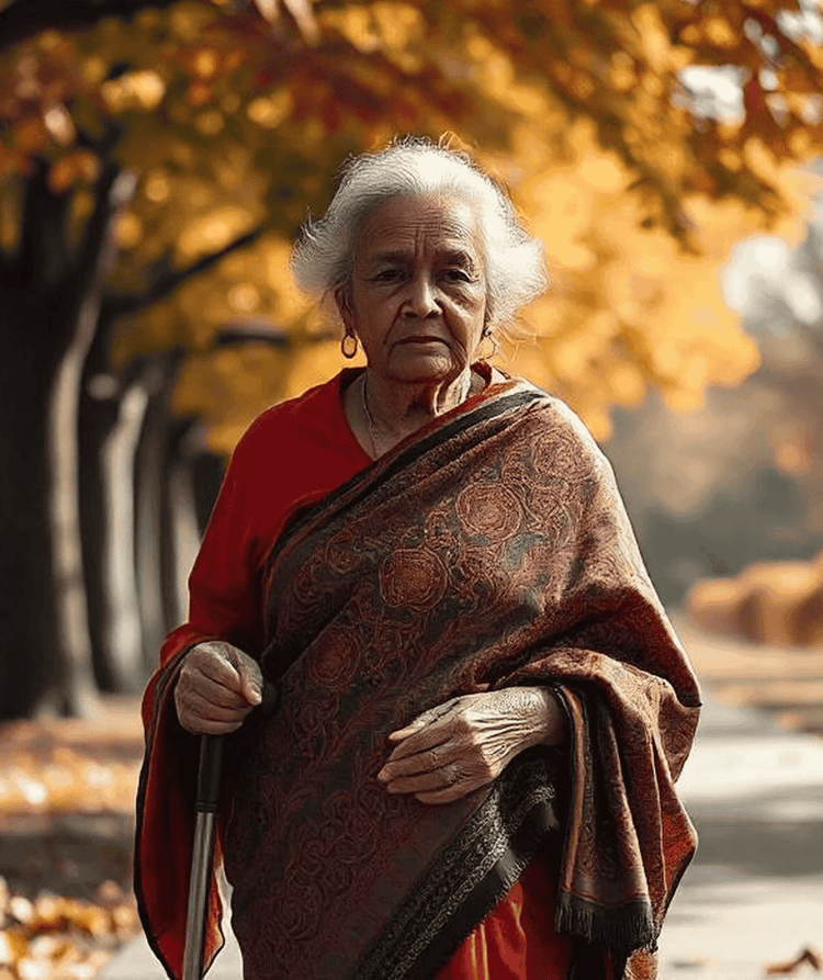 Elderly woman confidently walking with the Ripple HipPro Belt